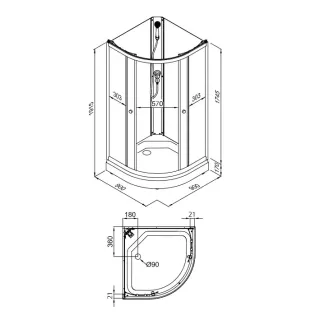 Душевая кабина Triton Лайт Щ0000070695 90x90 см профиль белый стекло с узором